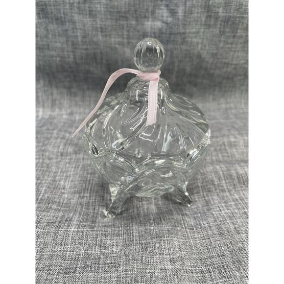 2pk Vintage 3 Legged Crystal Glass 4 Inch Lidded Candy Dish Home Decor Any Room - Picture 2 of 8